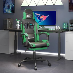 Silla gaming con reposapiés cuero sintético negro verde de vidaXL, Sillones para videojuegos - Ref: Foro24-3143881, Precio: 1...