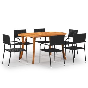 Juego de comedor de jardín 7 piezas negro de vidaXL, Conjuntos de jardín - Ref: Foro24-3072039, Precio: 397,99 €, Descuento: %