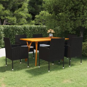 Juego de comedor para jardín de 7 piezas negro de vidaXL, Conjuntos de jardín - Ref: Foro24-3072163, Precio: 536,36 €, Descue...