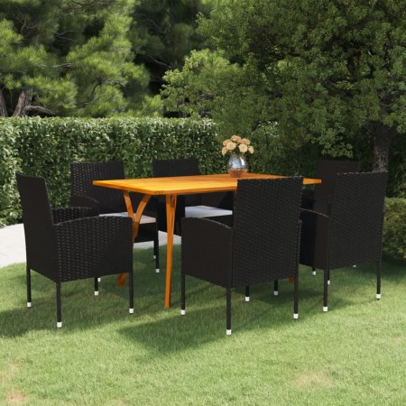 Juego de comedor para jardín de 7 piezas negro de vidaXL, Conjuntos de jardín - Ref: Foro24-3072163, Precio: 536,99 €, Descue...