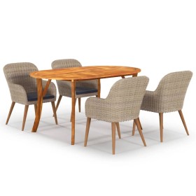 Brown 5-piece garden dining set by vidaXL, Garden sets - Ref: Foro24-3072036, Price: 681,12 €, Discount: %