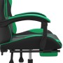 Silla gaming con reposapiés cuero sintético negro verde de vidaXL, Sillones para videojuegos - Ref: Foro24-3143881, Precio: 1...