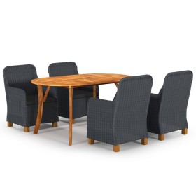 Juego de comedor de jardín de 5 piezas gris oscuro de vidaXL, Conjuntos de jardín - Ref: Foro24-3072050, Precio: 608,99 €, De...