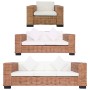 Natural rattan 3-piece sofa set with cushions by vidaXL, Sofas - Ref: Foro24-278624, Price: 1,00 €, Discount: %