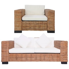 Sofagarnitur aus natürlichem Rattan mit Kissen, 2-teilig von vidaXL, Sofas - Ref: Foro24-278622, Preis: 780,69 €, Rabatt: %