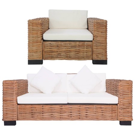 Sofagarnitur aus natürlichem Rattan mit Kissen, 2-teilig von vidaXL, Sofas - Ref: Foro24-278622, Preis: 816,34 €, Rabatt: %