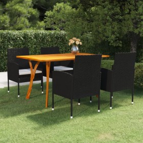 Juego de comedor para jardín de 5 piezas negro de vidaXL, Conjuntos de jardín - Ref: Foro24-3072160, Precio: 441,99 €, Descue...