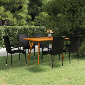 Juego de comedor para jardín 7 piezas negro de vidaXL, Conjuntos de jardín - Ref: Foro24-3072131, Precio: 550,60 €, Descuento: %