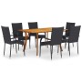 Juego de comedor para jardín 7 piezas negro de vidaXL, Conjuntos de jardín - Ref: Foro24-3072131, Precio: 536,99 €, Descuento: %