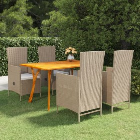 Juego de comedor de jardín 5 piezas beige de vidaXL, Conjuntos de jardín - Ref: Foro24-3072142, Precio: 790,99 €, Descuento: %