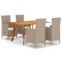 Beige 5-piece garden dining set by vidaXL, Garden sets - Ref: Foro24-3072142, Price: 658,11 €, Discount: %