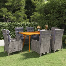 7-teiliges graues Garten-Esszimmerset von vidaXL, Gartensets - Ref: Foro24-3072125, Preis: 1,00 €, Rabatt: %