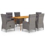 Juego de comedor de jardín de 7 piezas gris de vidaXL, Conjuntos de jardín - Ref: Foro24-3072125, Precio: 1,00 €, Descuento: %