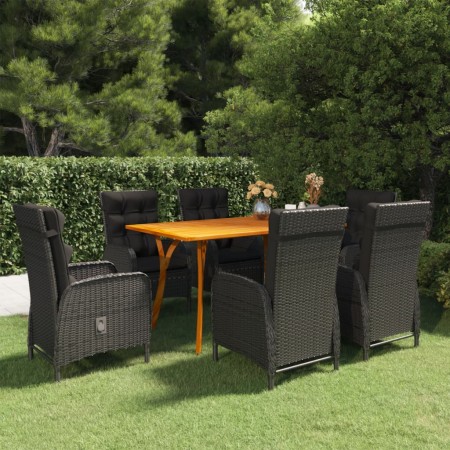 Juego de comedor de jardín 7 piezas negro de vidaXL, Conjuntos de jardín - Ref: Foro24-3072126, Precio: 1,00 €, Descuento: %