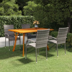 Juego de comedor para jardín 5 piezas gris de vidaXL, Conjuntos de jardín - Ref: Foro24-3072129, Precio: 401,99 €, Descuento: %