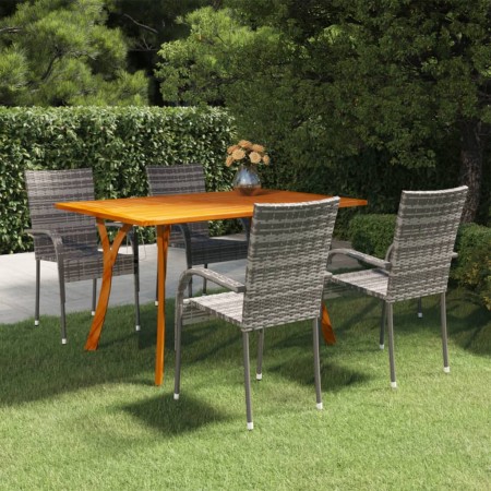 Juego de comedor para jardín 5 piezas gris de vidaXL, Conjuntos de jardín - Ref: Foro24-3072129, Precio: 410,08 €, Descuento: %