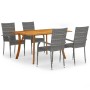 Juego de comedor para jardín 5 piezas gris de vidaXL, Conjuntos de jardín - Ref: Foro24-3072129, Precio: 410,08 €, Descuento: %