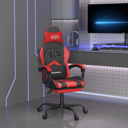 Silla gaming con reposapiés cuero sintético negro rojo de vidaXL, Sillones para videojuegos - Ref: Foro24-3143903, Precio: 13...