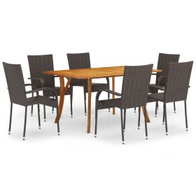 Brown 7-Piece Garden Dining Set by vidaXL, Garden sets - Ref: Foro24-3072130, Price: 477,99 €, Discount: %