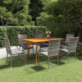 Juego de comedor para jardín de 7 piezas gris de vidaXL, Conjuntos de jardín - Ref: Foro24-3072132, Precio: 477,99 €, Descuen...