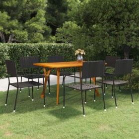 Juego de comedor de jardín 7 piezas negro de vidaXL, Conjuntos de jardín - Ref: Foro24-3072158, Precio: 416,83 €, Descuento: %