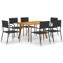 Juego de comedor de jardín 7 piezas negro de vidaXL, Conjuntos de jardín - Ref: Foro24-3072158, Precio: 416,83 €, Descuento: %