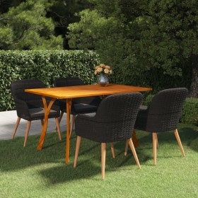 Juego de comedor para jardín 5 piezas negro de vidaXL, Conjuntos de jardín - Ref: Foro24-3072154, Precio: 599,99 €, Descuento: %