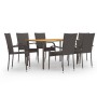 Set de muebles de comedor de jardín 7 piezas de ratán marrón de vidaXL, Conjuntos de jardín - Ref: Foro24-3072494, Precio: 39...