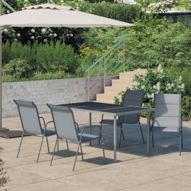 5-teiliges Garten-Essset aus anthrazitgrauem Stahl von vidaXL, Gartensets - Ref: Foro24-3072514, Preis: 360,66 €, Rabatt: %