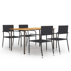 Set de muebles de comedor de jardín 5 piezas ratán PE negro de vidaXL, Conjuntos de jardín - Ref: Foro24-3072497, Precio: 271...