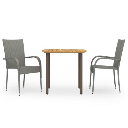 Set de comedor de jardín 3 pzas ratán sintético gris de vidaXL, Conjuntos de jardín - Ref: Foro24-3072483, Precio: 208,71 €, ...