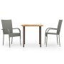 Set de comedor de jardín 3 pzas ratán sintético gris de vidaXL, Conjuntos de jardín - Ref: Foro24-3072483, Precio: 204,84 €, ...