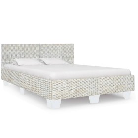 Estructura de cama de ratán natural gris 160x200 cm de vidaXL, Camas y somieres - Ref: Foro24-283092, Precio: 357,99 €, Descu...