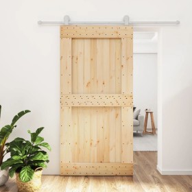 Puerta corredera con herrajes madera maciza de pino 100x210 cm de vidaXL, Puertas - Ref: Foro24-3203115, Precio: 206,64 €, De...