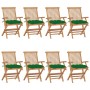 Garden chairs 8 pcs solid teak wood with green cushions by vidaXL, Garden chairs - Ref: Foro24-3072909, Price: 629,82 €, Disc...