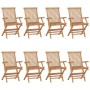 Garden chairs 8 pcs solid teak wood with green cushions by vidaXL, Garden chairs - Ref: Foro24-3072909, Price: 629,82 €, Disc...