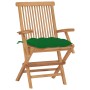 Garden chairs 8 pcs solid teak wood with green cushions by vidaXL, Garden chairs - Ref: Foro24-3072909, Price: 629,82 €, Disc...