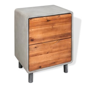 Mesita de noche de hormigón y madera maciza acacia 40x30x50 cm de vidaXL, Mesitas de noche - Ref: Foro24-244994, Precio: 125,...