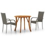 Juego de comedor de jardín de 3 piezas gris de vidaXL, Conjuntos de jardín - Ref: Foro24-3071750, Precio: 248,18 €, Descuento: %