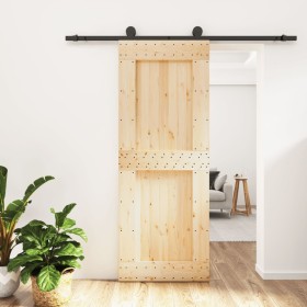 Puerta corredera con herrajes madera maciza de pino 80x210 cm de vidaXL, Puertas - Ref: Foro24-3203071, Precio: 160,52 €, Des...