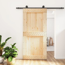 Puerta corredera con herrajes madera maciza de pino 100x210 cm de vidaXL, Puertas - Ref: Foro24-3203075, Precio: 195,00 €, De...