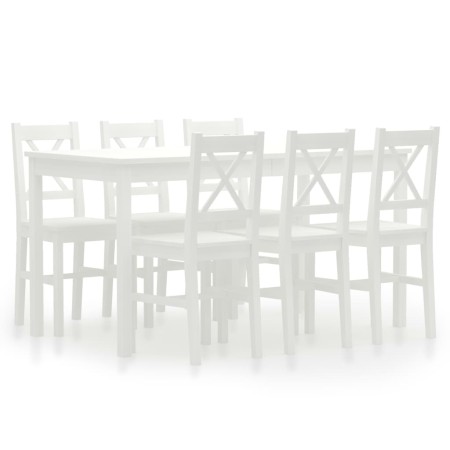 7-piece white pine wood dining set by vidaXL, Furniture sets for kitchens and dining rooms - Ref: Foro24-283375, Price: 406,9...