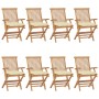 Garden chairs 8 pcs teak wood with cream white cushions by vidaXL, Garden chairs - Ref: Foro24-3072906, Price: 602,63 €, Disc...