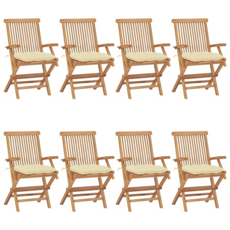 Garden chairs 8 pcs teak wood with cream white cushions by vidaXL, Garden chairs - Ref: Foro24-3072906, Price: 602,63 €, Disc...