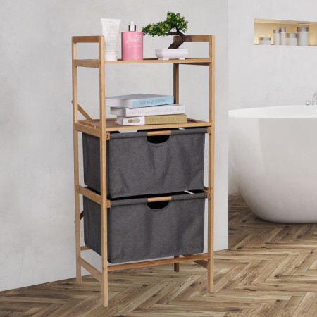 HI Estantería de baño multiusos con 2 cajones bambú 42,3x33x96 cm de HI, Cajones de almacenaje doméstico - Ref: Foro24-445597...