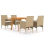 Beige 5-Piece Garden Dining Set by vidaXL, Garden sets - Ref: Foro24-3071931, Price: 474,90 €, Discount: %