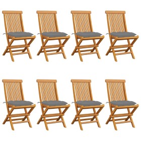 Garden chairs 8 units solid teak wood with gray cushions by vidaXL, Garden chairs - Ref: Foro24-3072933, Price: 501,65 €, Dis...