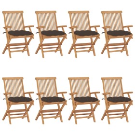 Garden chairs 8 pcs teak wood with taupe gray cushions by vidaXL, Garden chairs - Ref: Foro24-3072912, Price: 615,59 €, Disco...