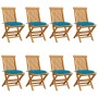 Garden chairs 8 pcs solid teak wood light blue cushions by vidaXL, Garden chairs - Ref: Foro24-3072936, Price: 527,06 €, Disc...