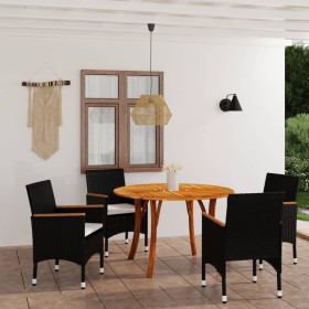 Black 5-Piece Garden Dining Set by vidaXL, Garden sets - Ref: Foro24-3071805, Price: 491,32 €, Discount: %